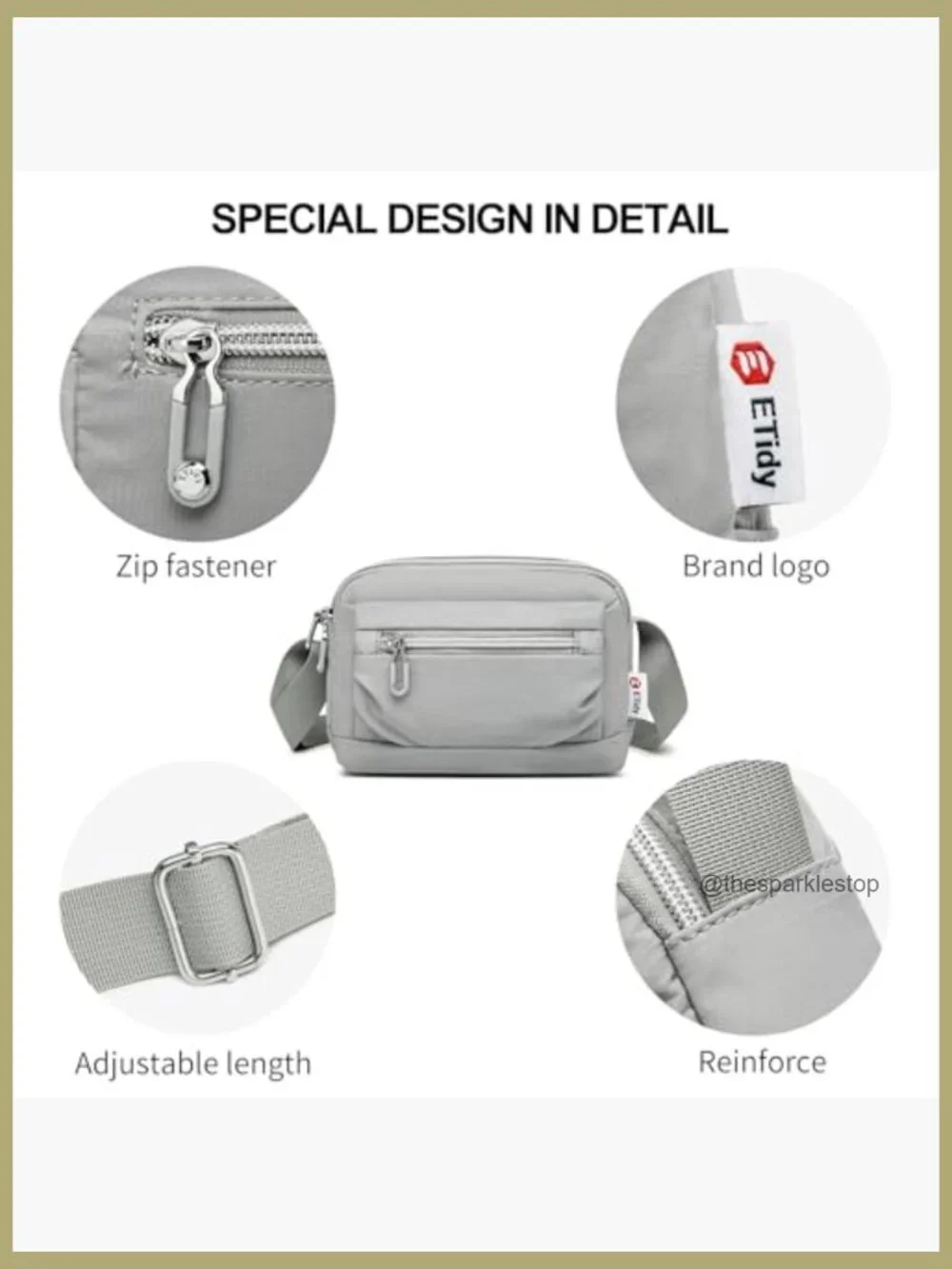 Nylon Small Crossbody Bag with Adjustable Strap Lightweight Mini Purse